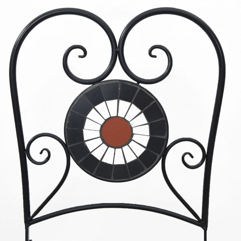 Składane krzesła bistro, 2 szt,. terakotowo-białe, ceramiczne