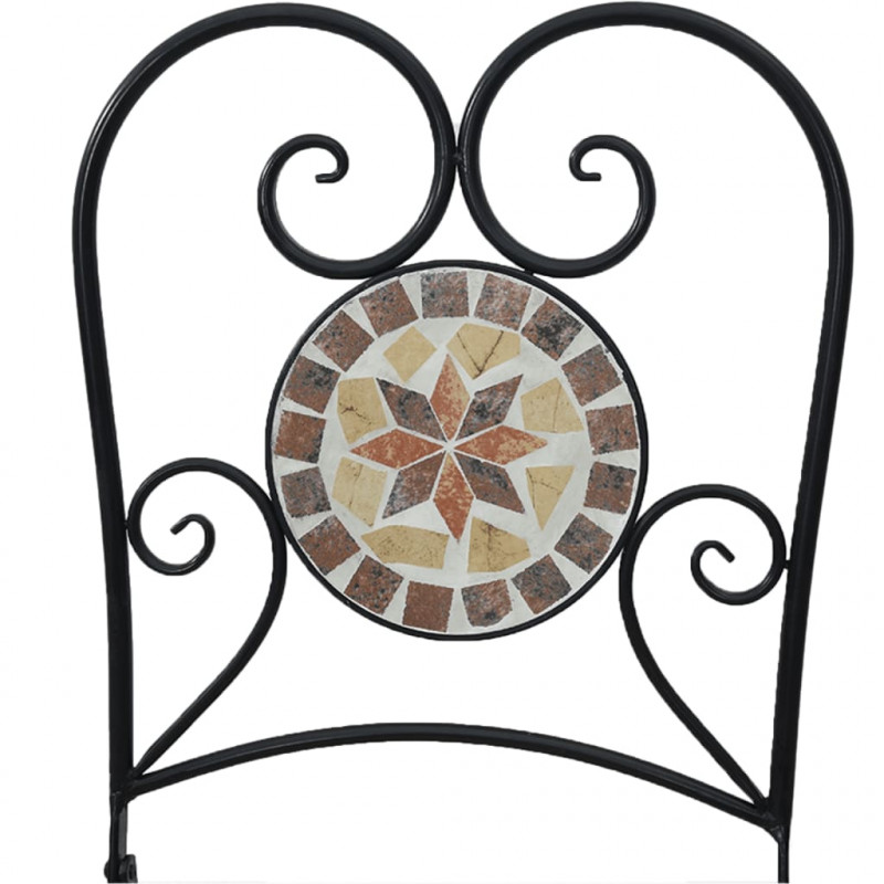 Składane krzesła bistro, 2 szt,. terakotowo-białe, ceramiczne
