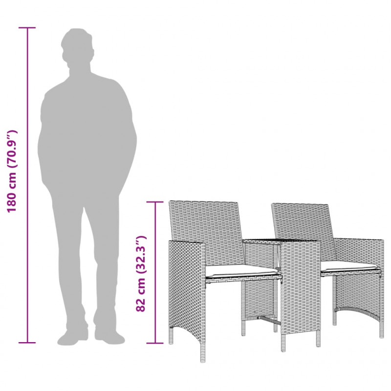2-os. sofa ogrodowa ze stolikiem i stołkami, jasnoszara