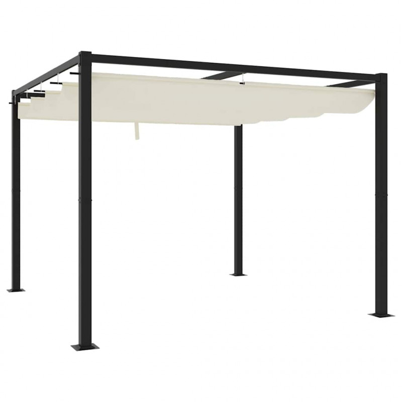 Altana ogrodowa ze zwijanym dachem, kremowa, 3x3 m, stalowa