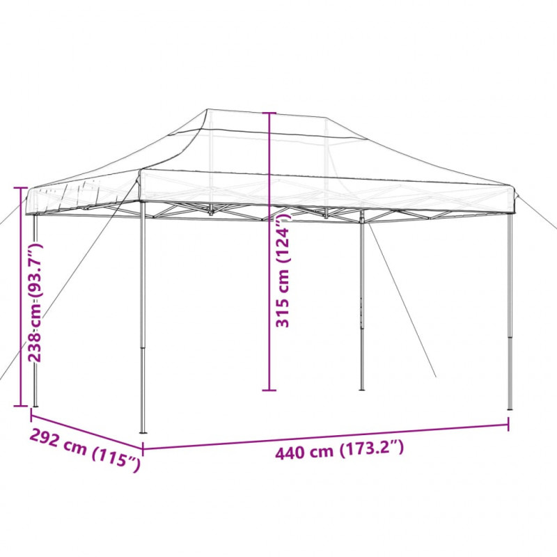 Składany namiot imprezowy typu pop-up, beżowy, 440x292x315 cm