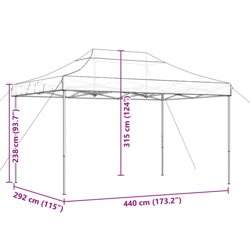 Składany namiot imprezowy typu pop-up, brązowy, 440x292x315 cm
