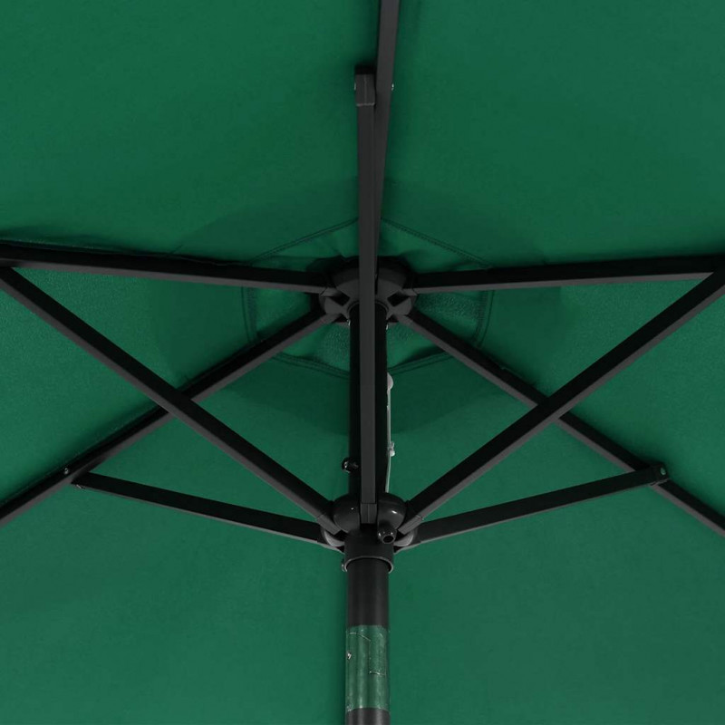 Parasol ogrodowy LED, stalowy słupek, zielony, 225x225x212 cm