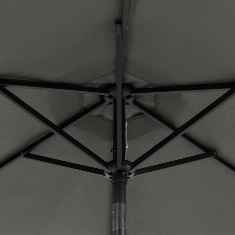 Parasol ogrodowy LED, stalowy słupek, antracyt, 225x225x212 cm