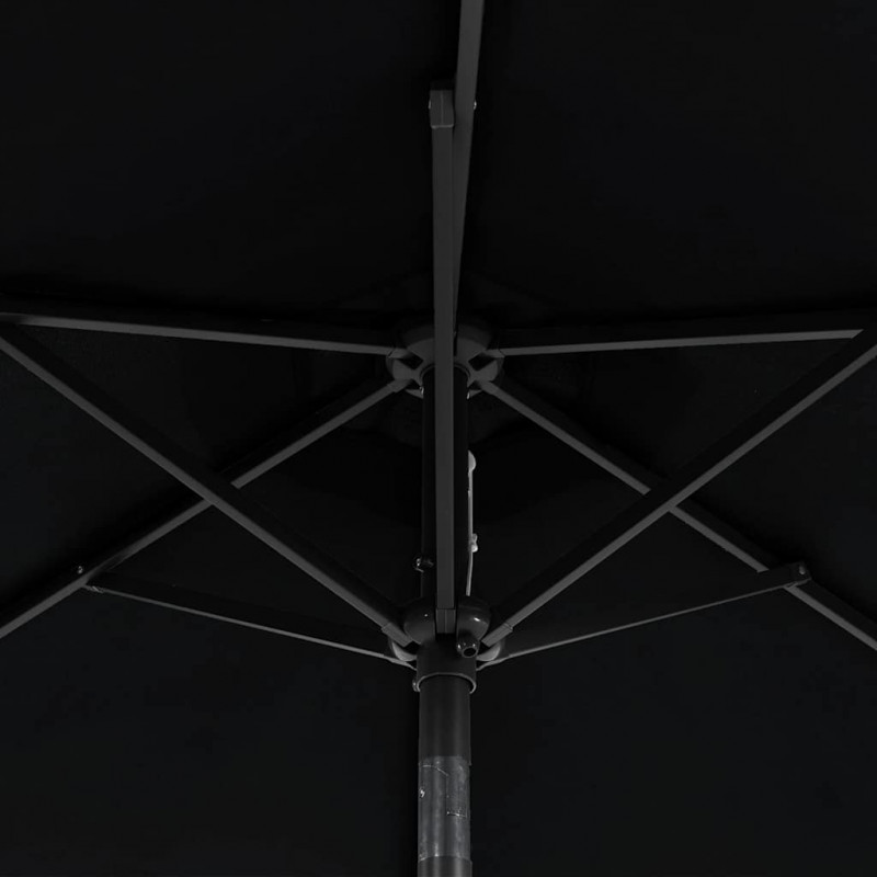 Parasol ogrodowy LED, stalowy słupek, czarny, 225x225x212 cm