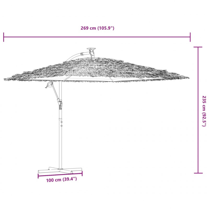 Parasol ogrodowy na stalowym słupku, niebieski, 269x269x235 cm
