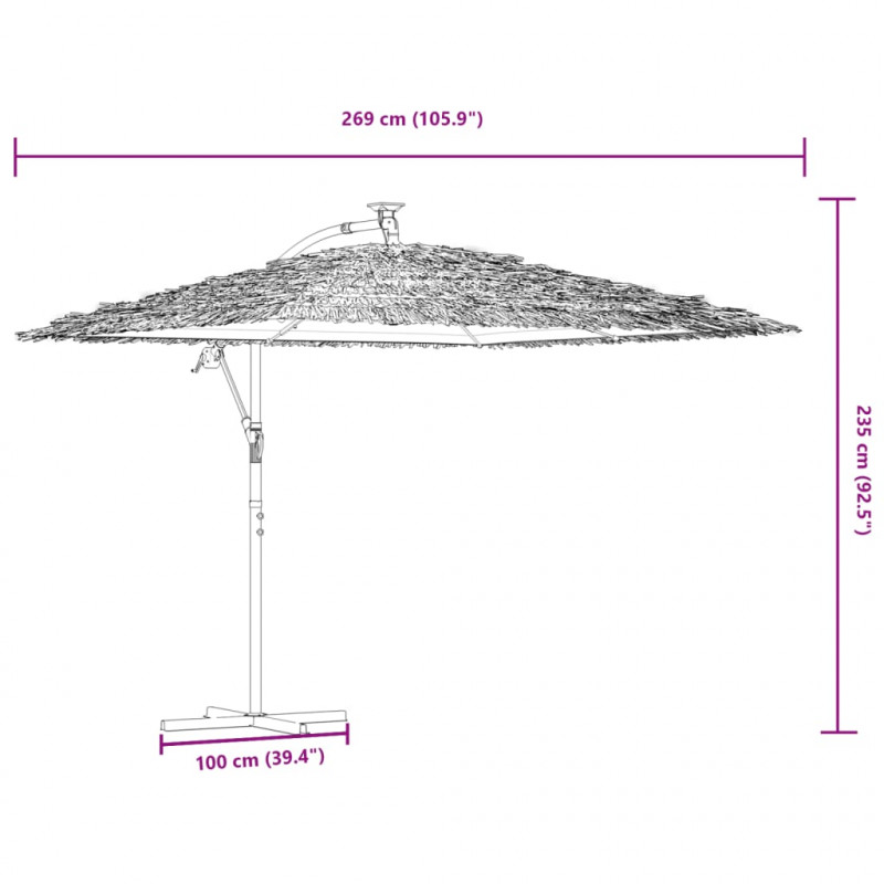 Parasol ogrodowy na stalowym słupku, zielony, 269x269x235 cm