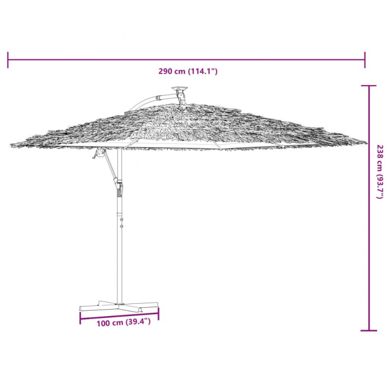 Parasol ogrodowy na stalowym słupku, brązowy, 290x290x238 cm