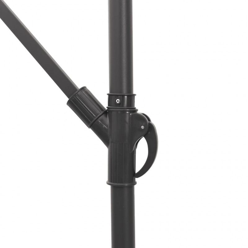 Parasol ogrodowy z LED, stalowy słupek, brązowy, 246x246x230 cm