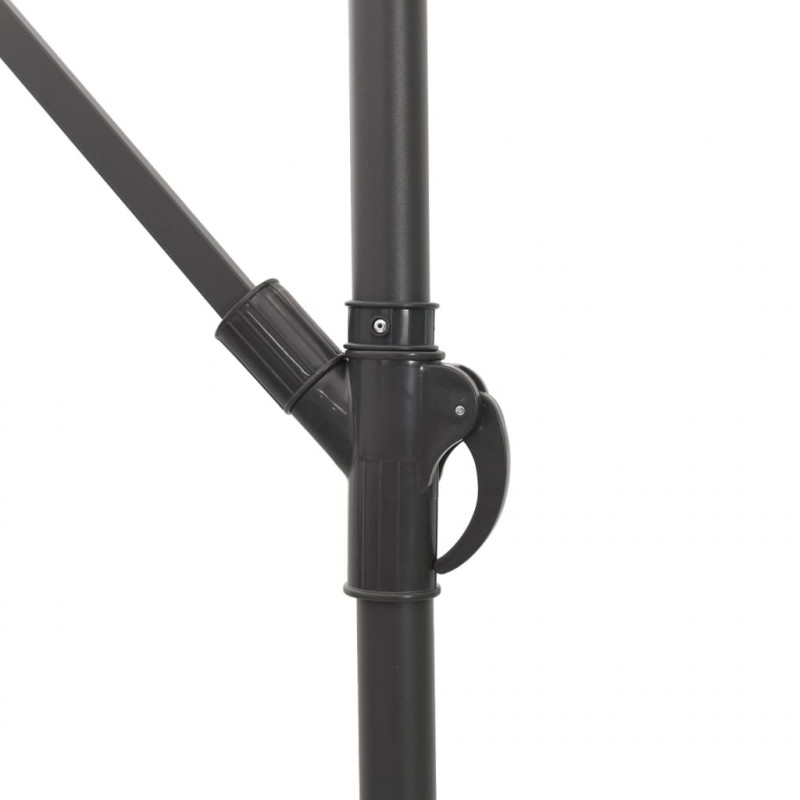 Parasol ogrodowy z LED, stalowy słupek, brązowy, 269x269x235 cm