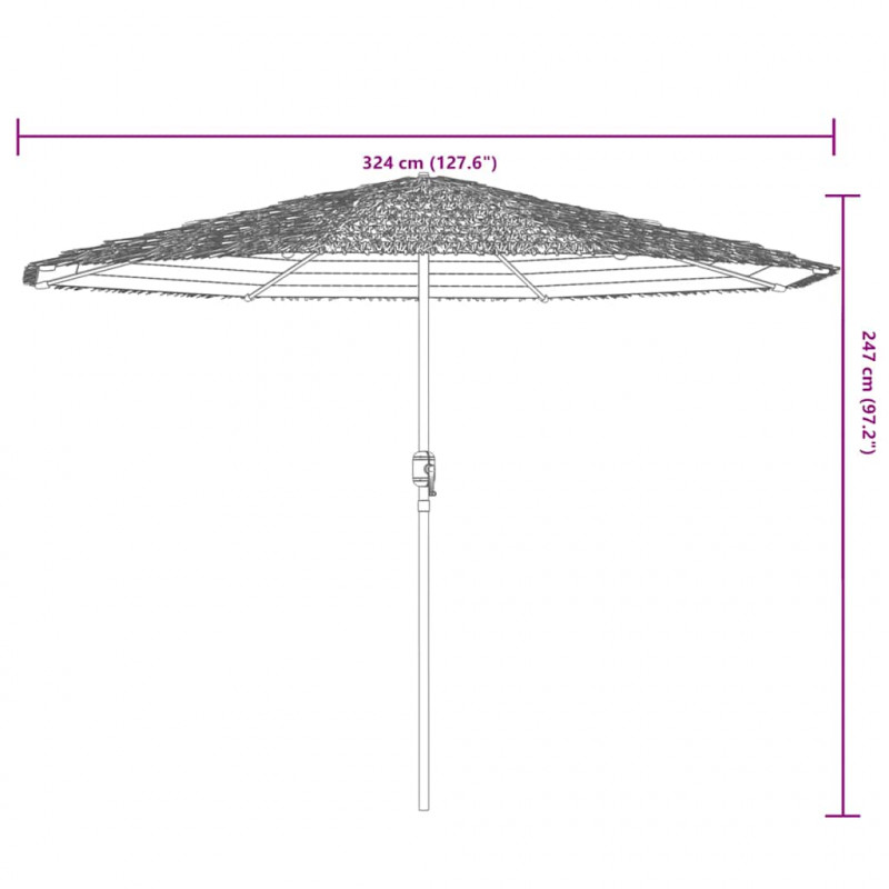 Parasol ogrodowy na stalowym słupku, brązowy, 324x324x247 cm