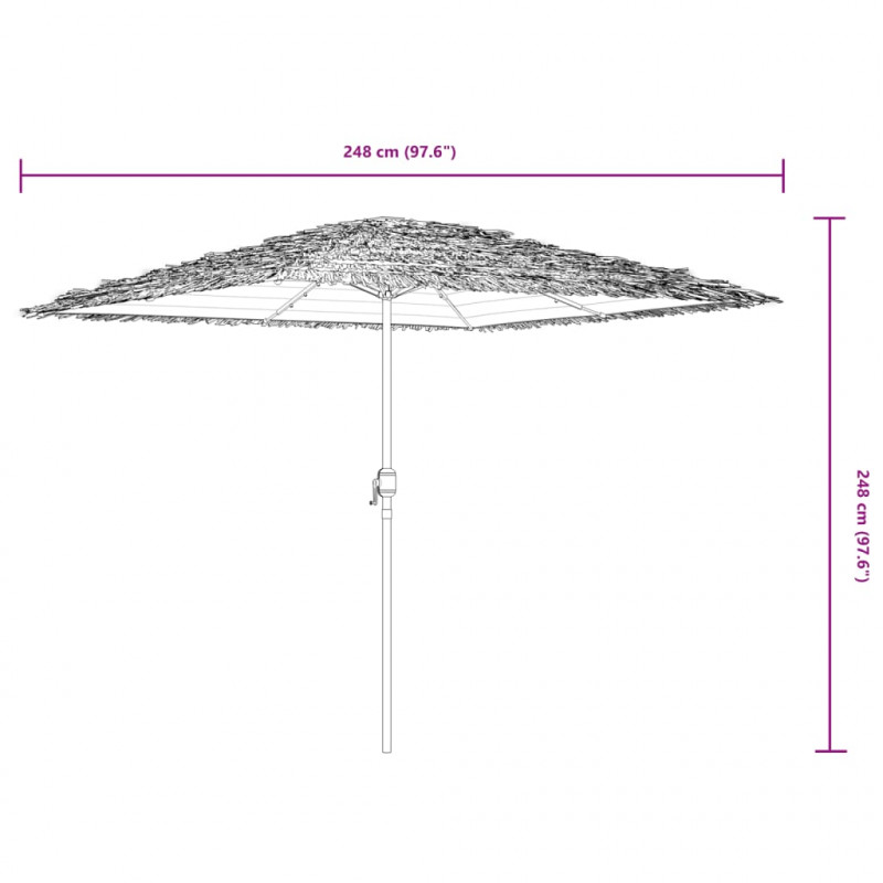 Parasol ogrodowy z LED, stalowy słupek, brązowy, 248x248x248 cm