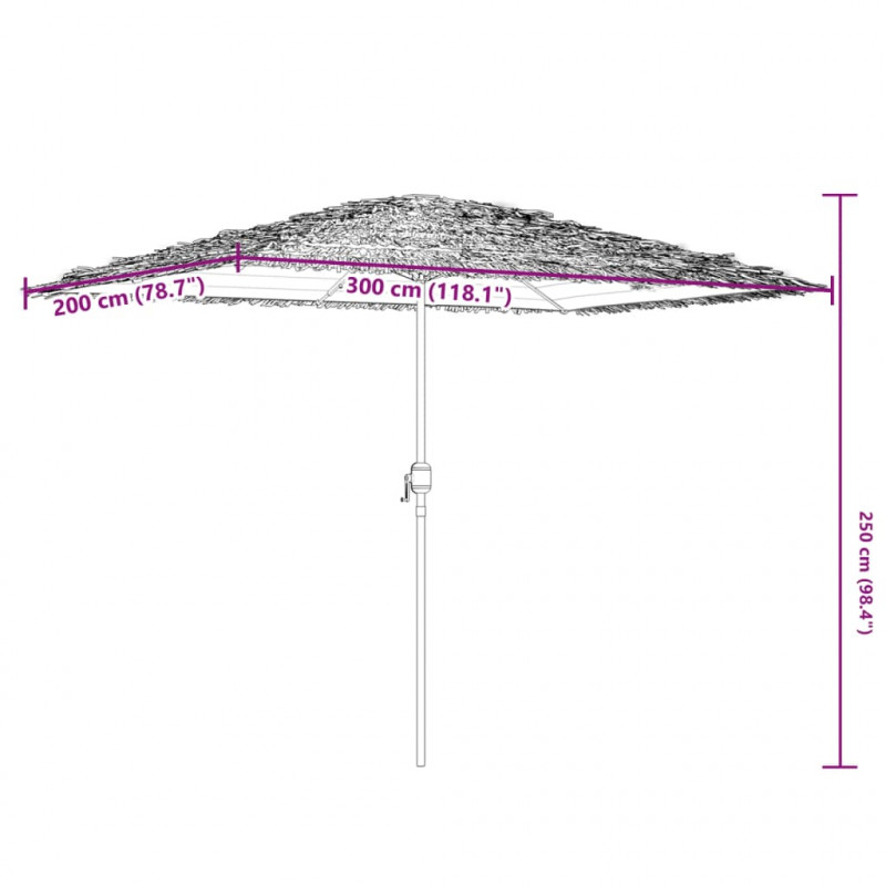 Parasol ogrodowy z LED, stalowy słupek, brązowy, 300x200x250 cm