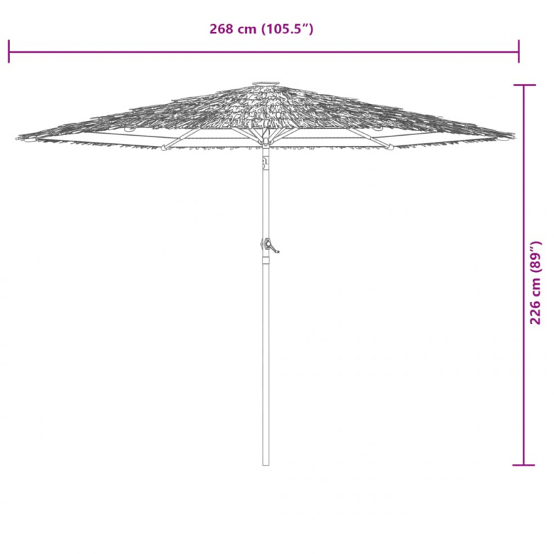 Parasol ogrodowy z LED, stalowy słupek, brązowy, 268x268x226 cm