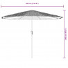 Parasol ogrodowy z LED, stalowy słupek, brązowy, 388x388x248 cm