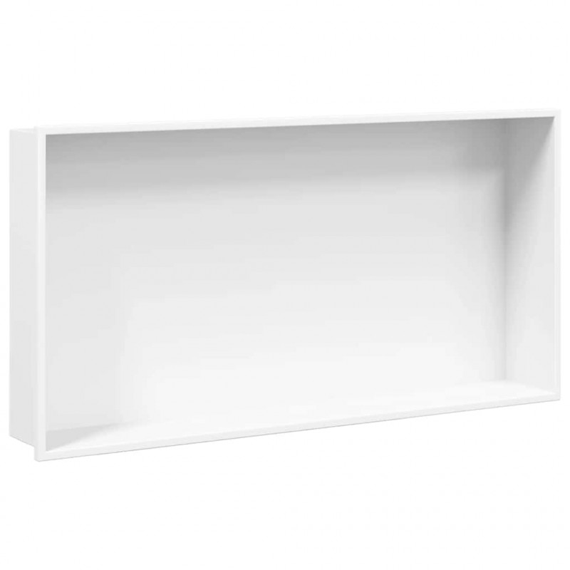 Wnęka prysznicowa, biała matowa, 62x32x9 cm, stal nierdzewna