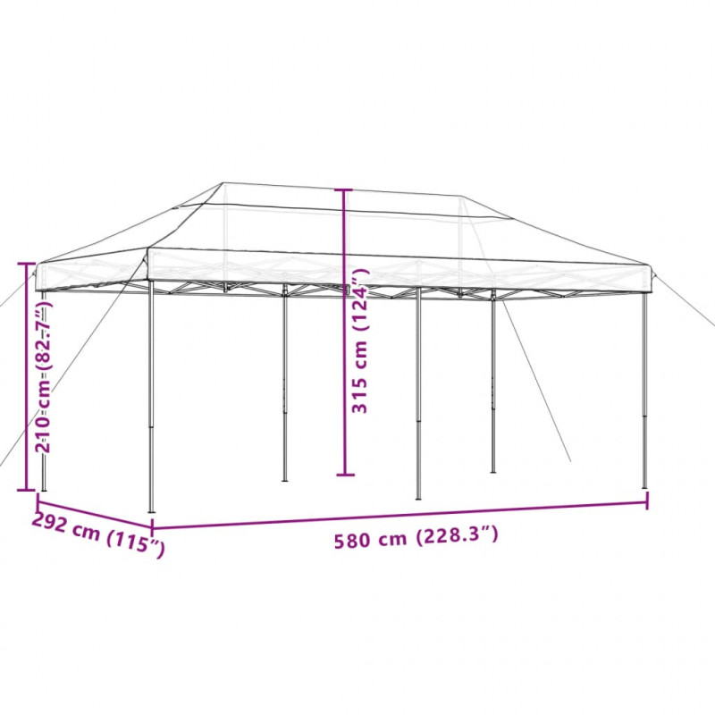 Składany namiot imprezowy typu pop-up, beżowy, 580x292x315 cm