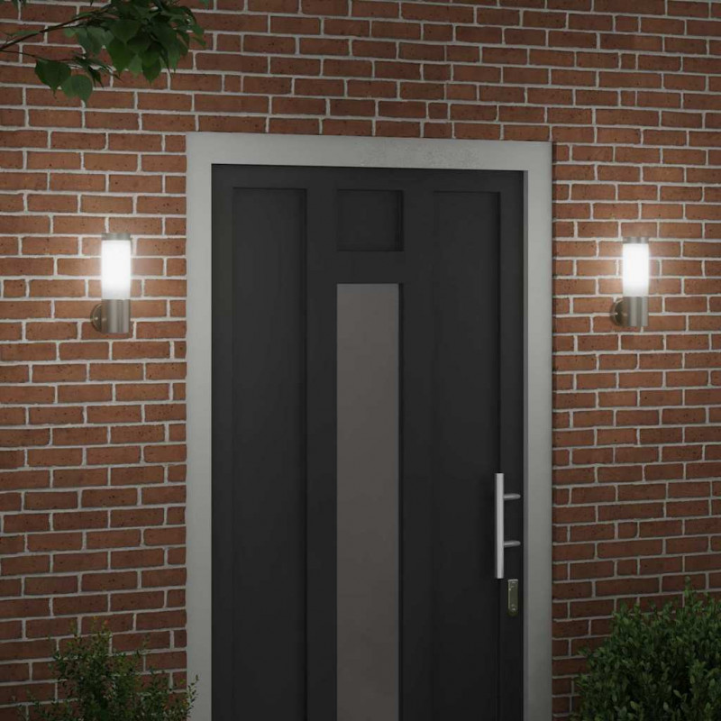 Zewnętrzna lampa ścienna 2 pcs Srebrny 12 x 8,5 x 27 cm