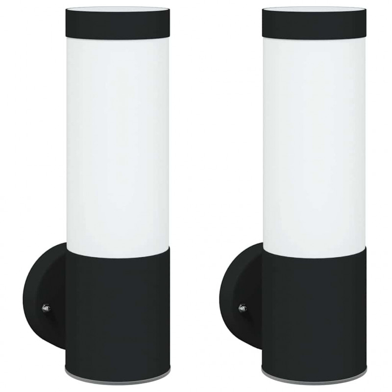 Zewnętrzna lampa ścienna 2 pcs Czarny 12 x 8,5 x 27 cm