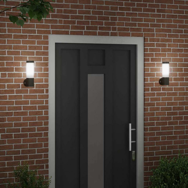Zewnętrzna lampa ścienna 2 pcs Czarny 12 x 8,5 x 27 cm