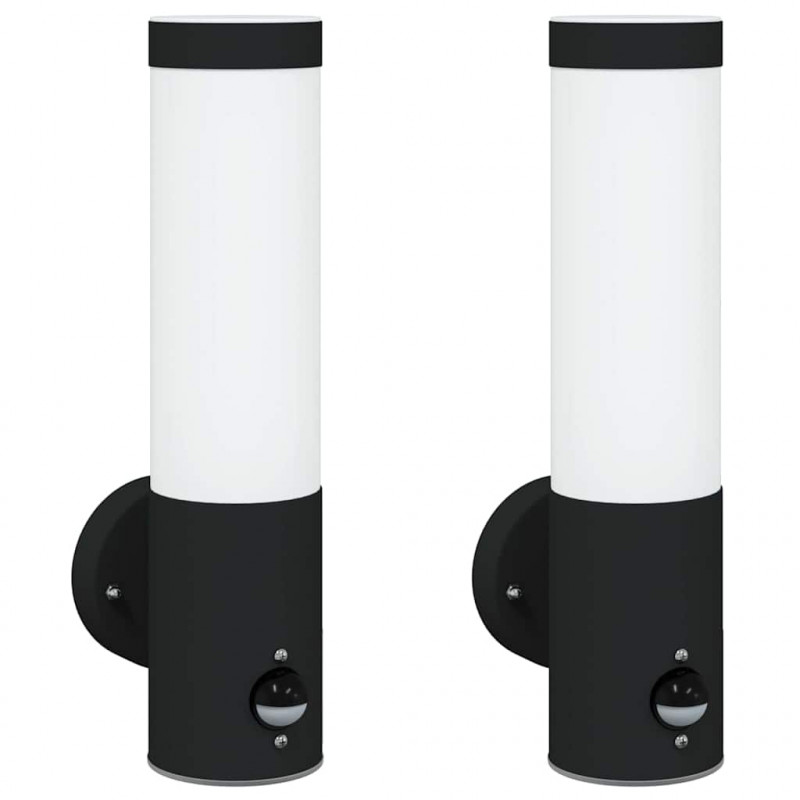 Zewnętrzna lampa ścienna 2 pcs Czarny 12 x 8,5 x 29 cm