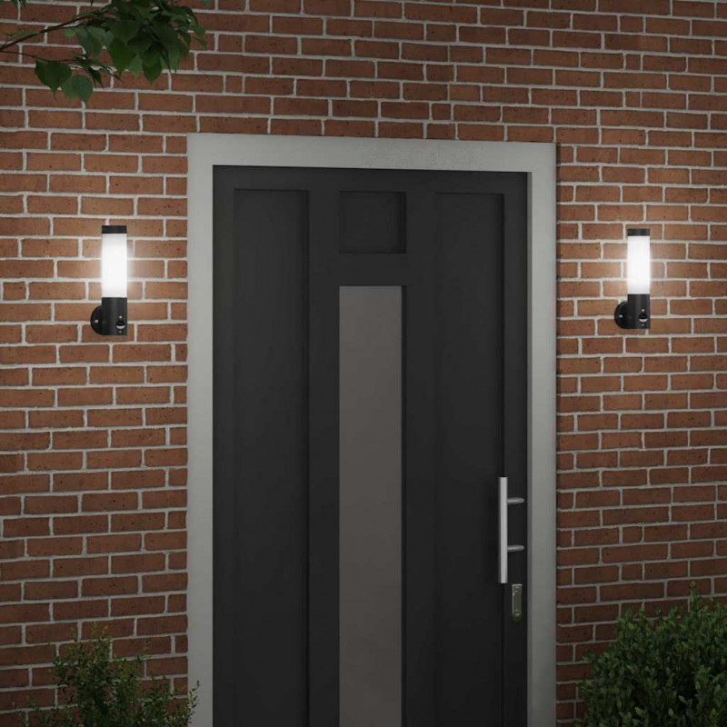 Zewnętrzna lampa ścienna 2 pcs Czarny 12 x 8,5 x 29 cm
