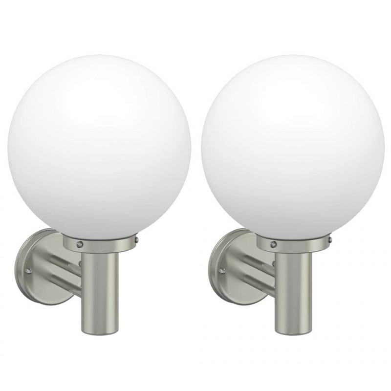 Zewnętrzna lampa ścienna 2 pcs Srebrny 28 x 25 x 38 cm