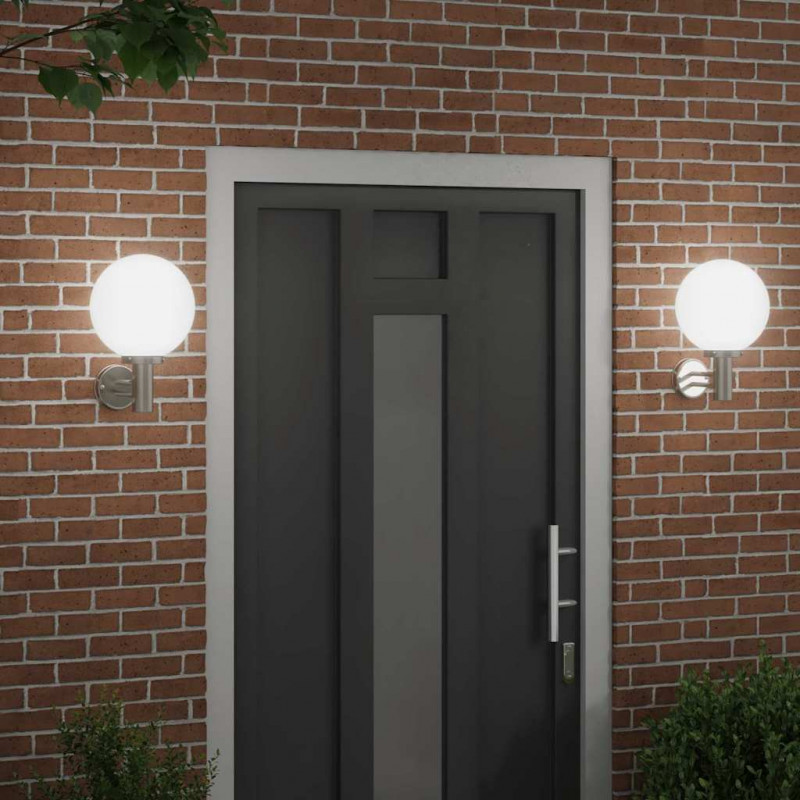 Zewnętrzna lampa ścienna 2 pcs Srebrny 28 x 25 x 38 cm