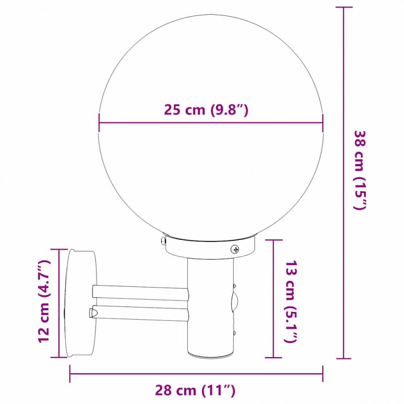 Zewnętrzna lampa ścienna 2 pcs Czarny 28 x 25 x 38 cm