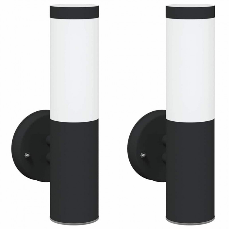 Zewnętrzna lampa ścienna 2 pcs Czarny 15 x 7,5 x 33 cm
