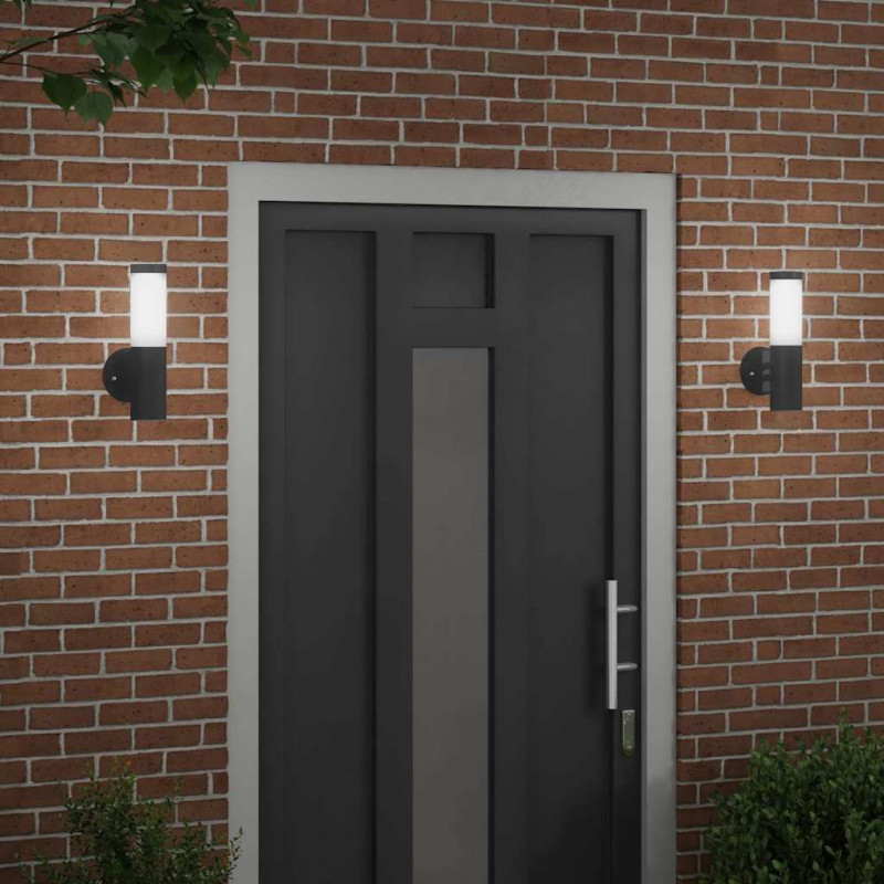 Zewnętrzna lampa ścienna 2 pcs Czarny 15 x 7,5 x 33 cm