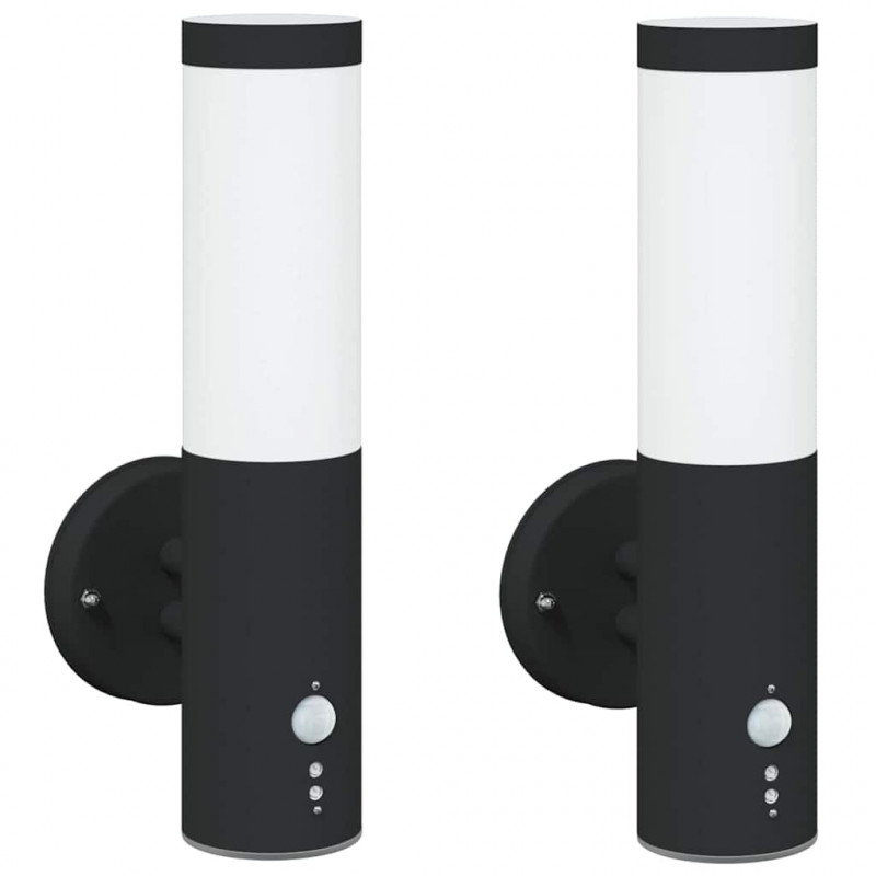 Zewnętrzna lampa ścienna 2 pcs Czarny 15 x 7,5 x 33 cm