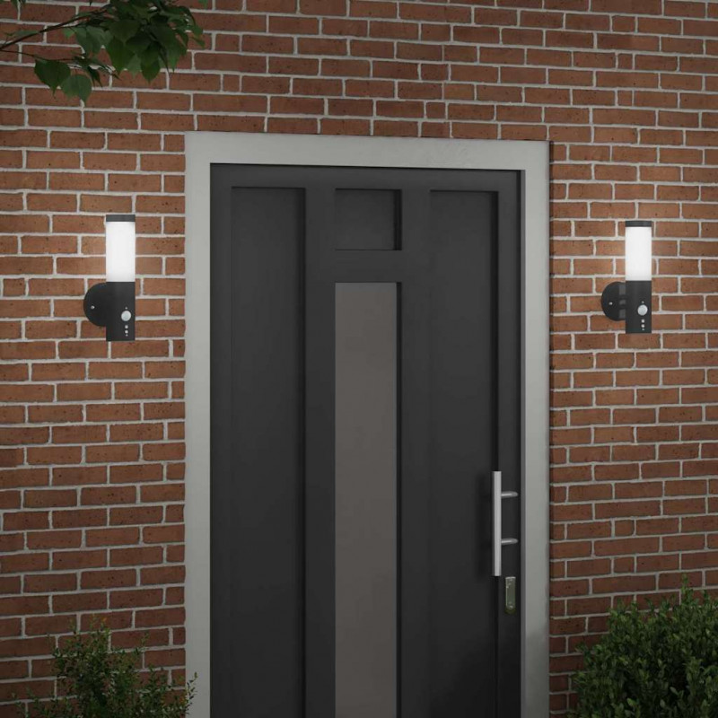 Zewnętrzna lampa ścienna 2 pcs Czarny 15 x 7,5 x 33 cm