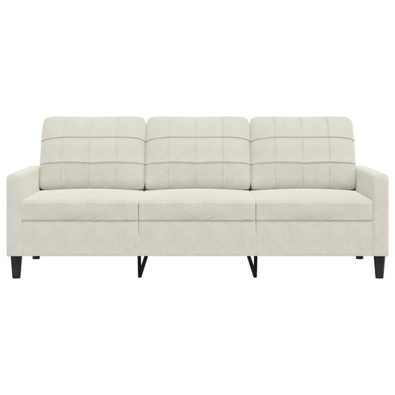 Sofa 3-osobowa, kremowy, 180 cm, tapicerowana aksamitem