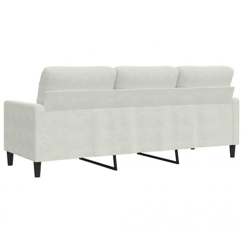 Sofa 3-osobowa, kremowy, 180 cm, tapicerowana aksamitem