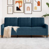 Sofa 3-osobowa, niebieski, 180 cm, tapicerowana aksamitem