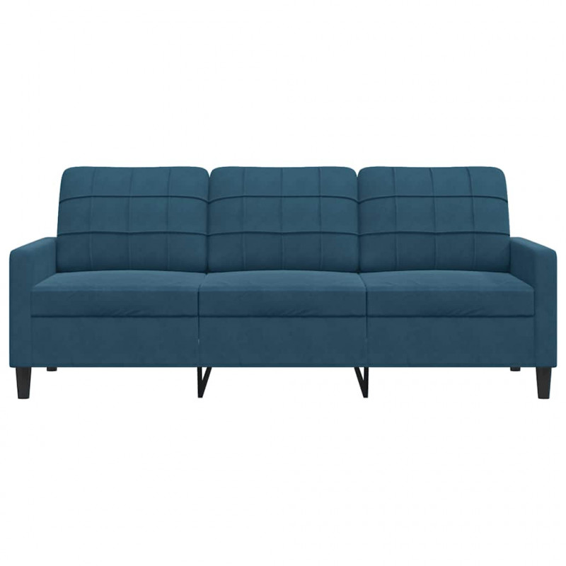 Sofa 3-osobowa, niebieski, 180 cm, tapicerowana aksamitem