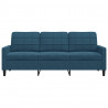 Sofa 3-osobowa, niebieski, 180 cm, tapicerowana aksamitem