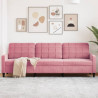Sofa 3-osobowa, różowa, 210 cm, obita aksamitem