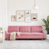 Sofa 3-osobowa, różowa, 210 cm, obita aksamitem