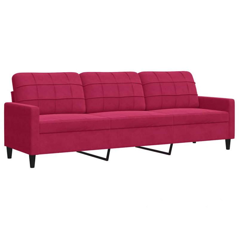 Sofa 3-osobowa, winna czerwień, 210 cm, obita aksamitem