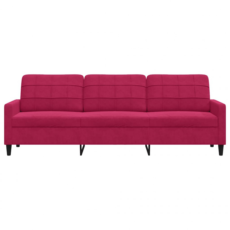 Sofa 3-osobowa, winna czerwień, 210 cm, obita aksamitem