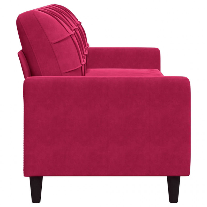 Sofa 3-osobowa, winna czerwień, 210 cm, obita aksamitem