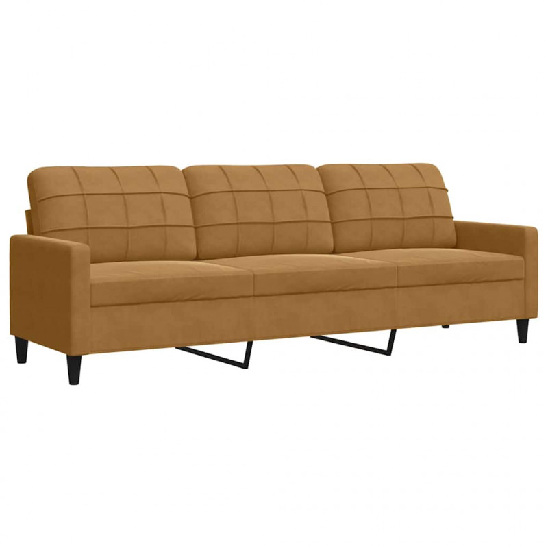Sofa 3-osobowa, brązowa, 210 cm, tapicerowana aksamitem