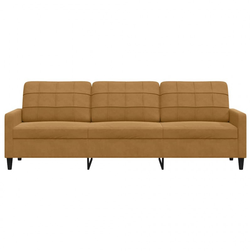 Sofa 3-osobowa, brązowa, 210 cm, tapicerowana aksamitem