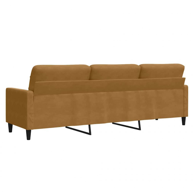 Sofa 3-osobowa, brązowa, 210 cm, tapicerowana aksamitem