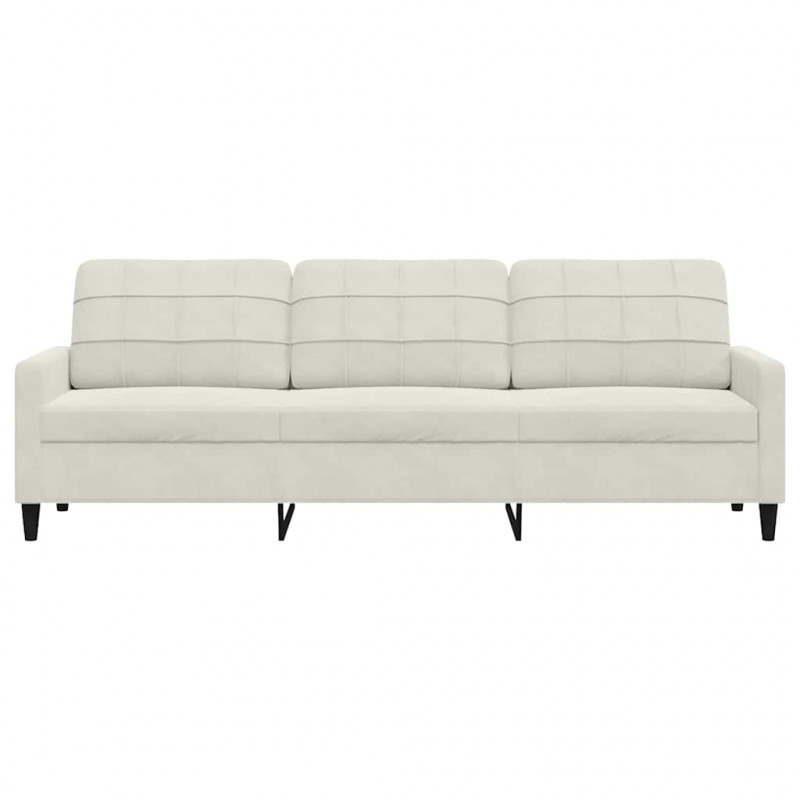 3-osobowa sofa, kremowa, 210 cm, tapicerowana aksamitem