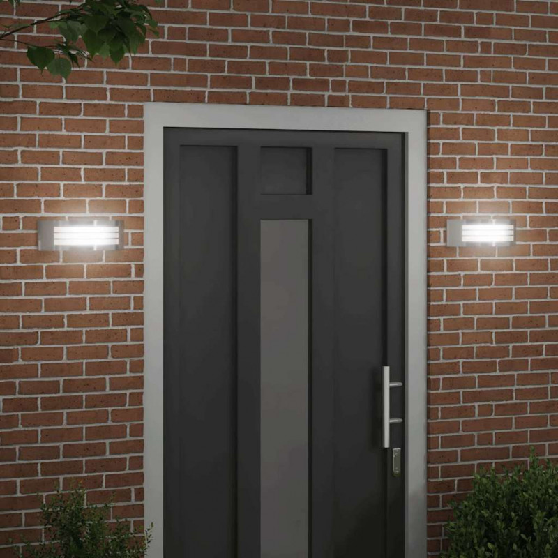Zewnętrzna lampa ścienna 2 pcs Srebrny 32 x 10 x 10 cm