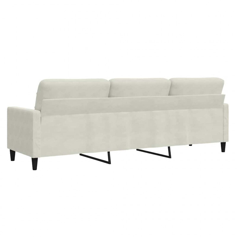3-osobowa sofa, kremowa, 210 cm, tapicerowana aksamitem