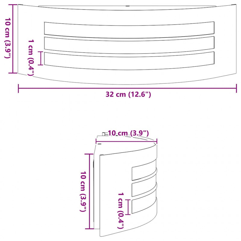 Zewnętrzna lampa ścienna 2 pcs Czarny 32 x 10 x 10 cm